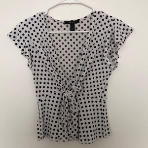 Forever21 poka dot tie front top